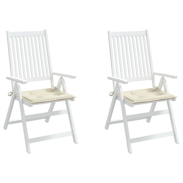 vidaXL Coussins de chaise de jardin lot de 2 cr&egrave;me 50x50x4 cm