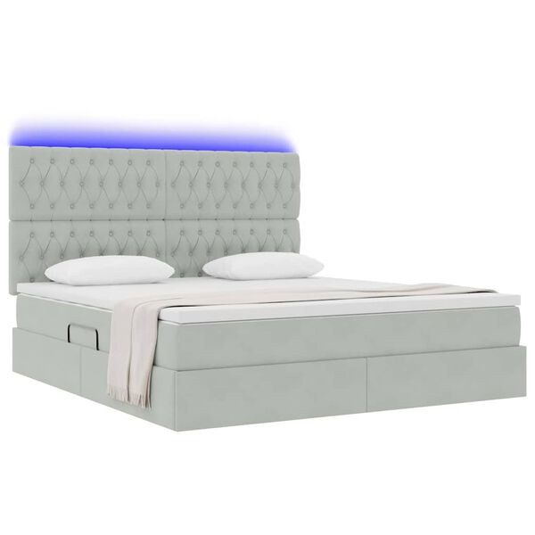 vidaXL Lit avec rangement et LED Gris clair 160 x 200 cm Velours