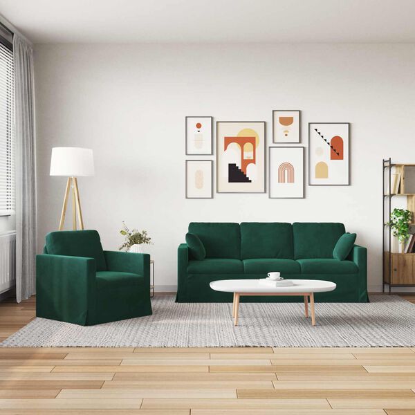 vidaXL Canap&eacute; 2 pcs Vert fonc&eacute; 198 x 78 x 80 cm Velours