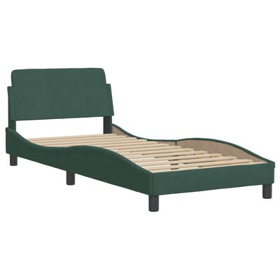 vidaXL Cadre de lit sans matelas vert foncé 90x200 cm velours