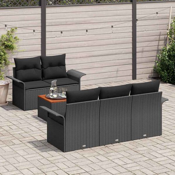 vidaXL Ensemble de canap&eacute; de jardin avec coussin 6 pcs Noir