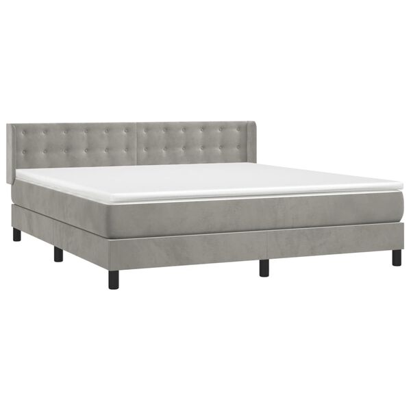 vidaXL Sommier &agrave; lattes de lit et matelas Gris clair 180x200cm Velours