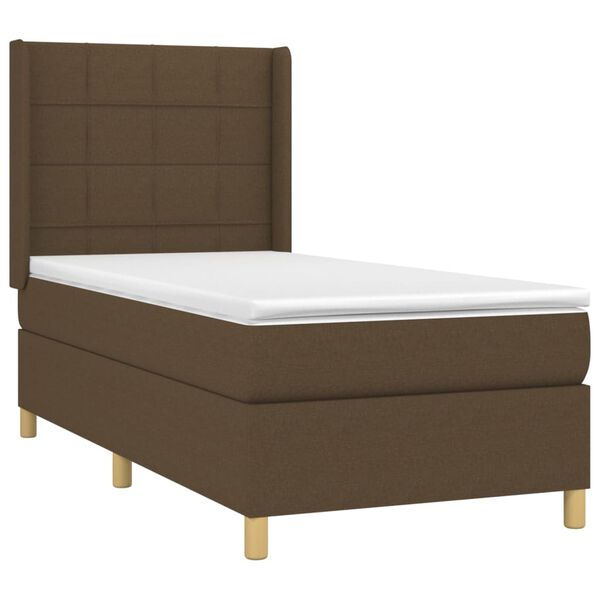 vidaXL Sommier &agrave; lattes de lit et matelas et LED Marron fonc&eacute; 90x200cm
