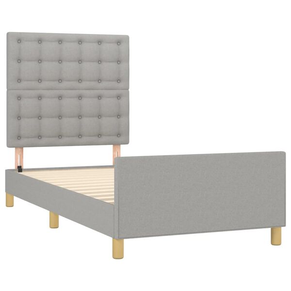 vidaXL Cadre de lit sans matelas avec t&ecirc;te de lit gris clair 90x200cm