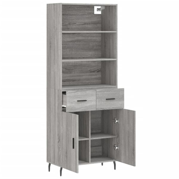 vidaXL Buffet haut Sonoma gris 69,5x34x180 cm Bois d'ing&eacute;nierie