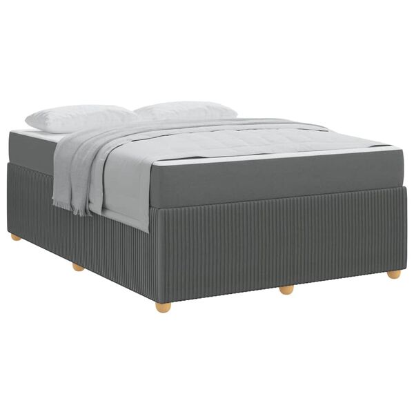 vidaXL Cadre de lit avec matelas Gris fonc&eacute; 140 x 200 cm tissu