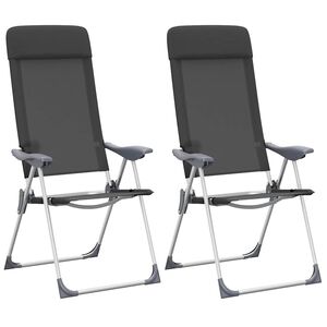 vidaXL Chaise pliante de camping lot de 2 Noir Aluminium