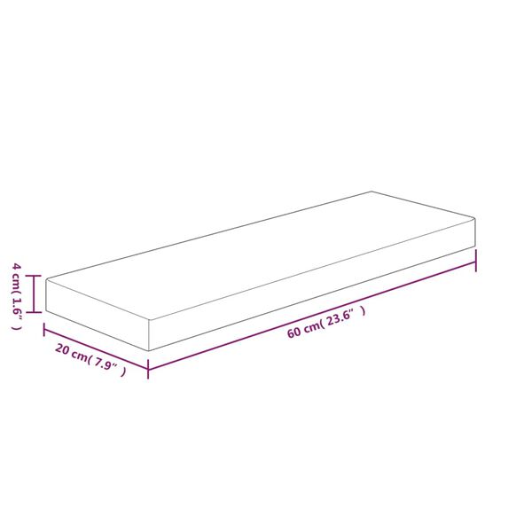 vidaXL Panneau d'&eacute;tag&egrave;re 60x20x4 cm Bois de ch&ecirc;ne massif non trait&eacute;