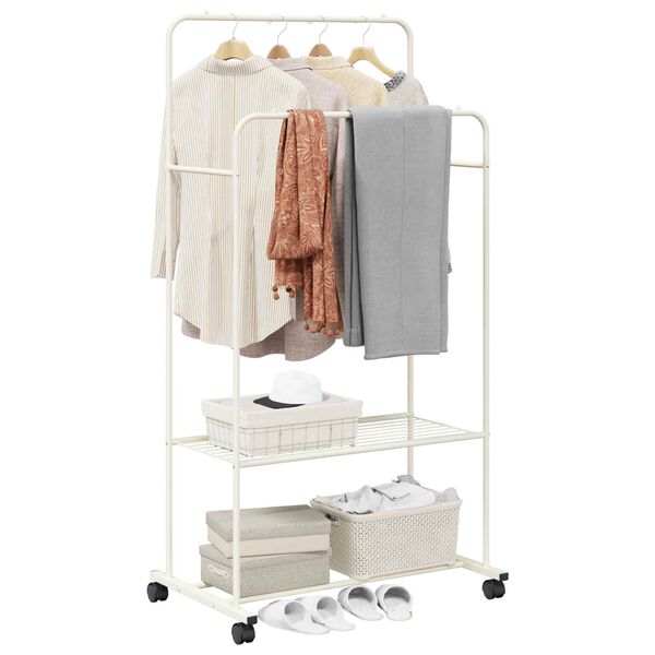 vidaXL Porte-v&ecirc;tements avec &eacute;tag&egrave;re avec roue Blanc 80 x 53 x 156 cm