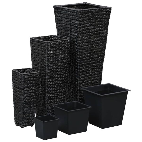 vidaXL Lits sur&eacute;lev&eacute;s 3 pcs Jacinthe d'eau Noir