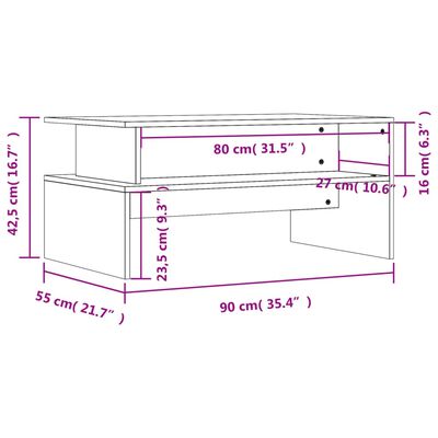 vidaXL Table basse gris béton 90x55x42,5 cm bois d'ingénierie