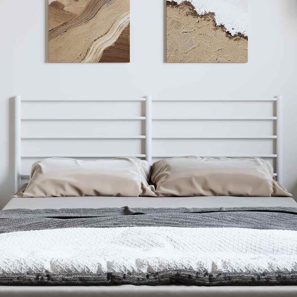 vidaXL T&ecirc;te de lit m&eacute;tal blanc 135 cm