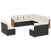 vidaXL Salon de jardin 11 pcs avec coussins noir r&eacute;sine tress&eacute;e