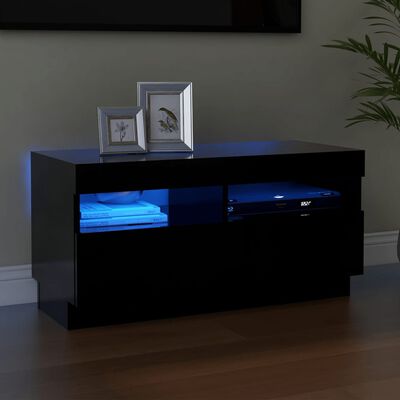 vidaXL Meuble TV avec lumières LED noir 80x35x40 cm