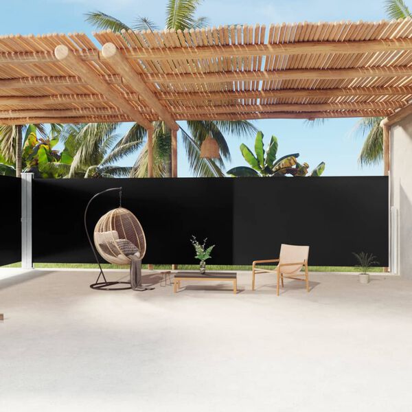 vidaXL Auvent lat&eacute;ral r&eacute;tractable Noir 200x1200 cm