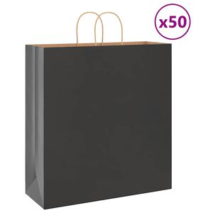 vidaXL Sacs en papier 50 pcs avec poign&eacute;es noir 45x17x48 cm
