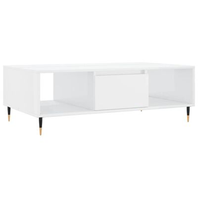 vidaXL Table basse blanc brillant 104x60x35 cm bois d'ingénierie