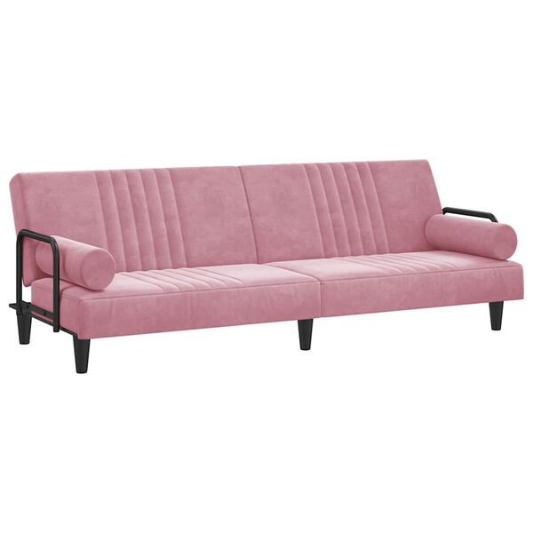 vidaXL Canap&eacute;-lit avec accoudoirs rose velours