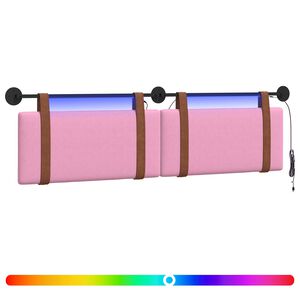 vidaXL T&ecirc;te de lit suspendue Avec lumi&egrave;re LED Rose PU antique