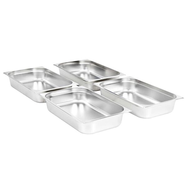vidaXL R&eacute;cipients Gastronorm 4 pcs GN 1/1 100 mm Acier inoxydable