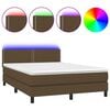 vidaXL Sommier &agrave; lattes de lit matelas et LED Marron fonc&eacute; 140x190 cm