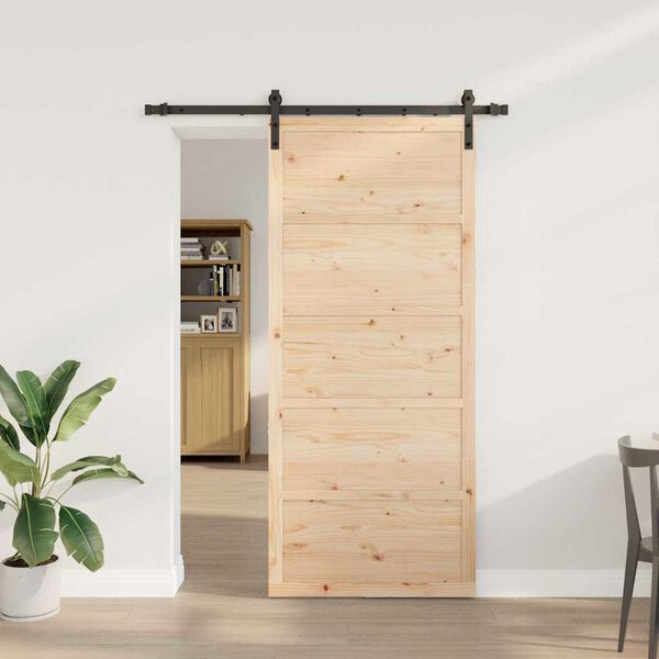 vidaXL Porte coulissante Marron 80 x 208 cm Bois massif en pin