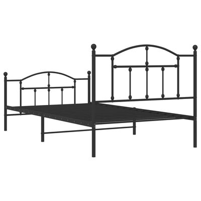 vidaXL Cadre de lit métal sans matelas et pied de lit noir 100x200 cm