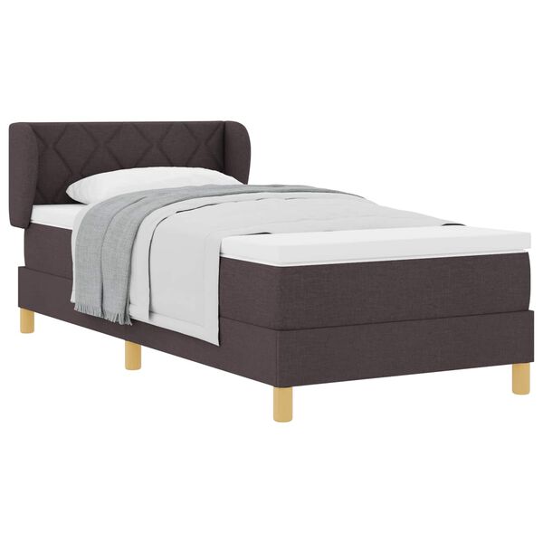 vidaXL Lit &agrave; ressorts avec matelas Marron fonc&eacute; 90 x 200 cm tissu