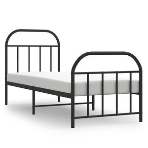vidaXL Cadre de lit m&eacute;tal sans matelas avec pied de lit noir 75x190 cm
