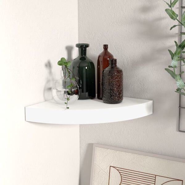 vidaXL &Eacute;tag&egrave;re d'angle flottante blanc 25x25x3,8 cm MDF