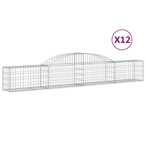 vidaXL Paniers &agrave; gabions arqu&eacute;s 12 pcs 300x30x40/60 cm fer galvanis&eacute;
