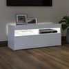 vidaXL Meuble TV avec lumi&egrave;res LED blanc 90x35x40 cm