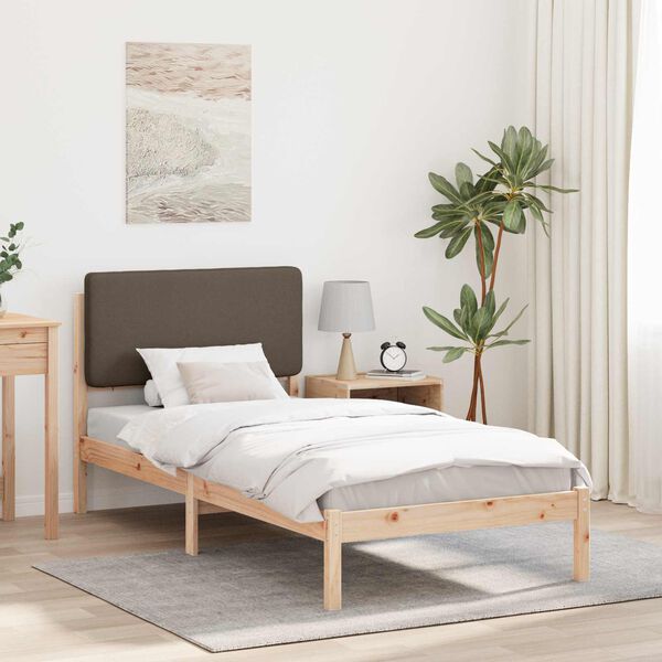 vidaXL Cadre de lit avec t&ecirc;te de lit rembourr&eacute;e Taupe 90 x 200 cm