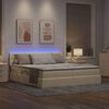 vidaXL Lit avec des lumi&egrave;res &agrave; LED Cr&egrave;me 180 x 200 cm tissu