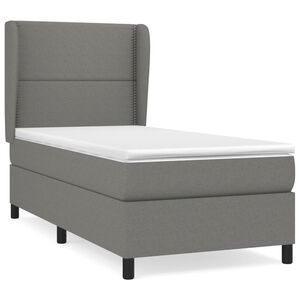vidaXL Sommier &agrave; lattes de lit et matelas Gris fonc&eacute; 90x190 cm Tissu