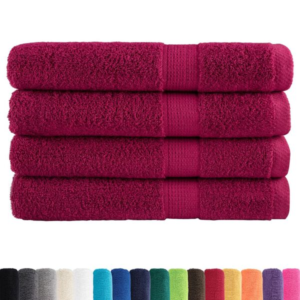 vidaXL Serviettes de sauna de qualit&eacute; sup&eacute;rieure SOLUND 4 pcs bordeaux