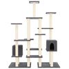 vidaXL Arbre &agrave; chat avec griffoirs en sisal Gris fonc&eacute; 145 cm