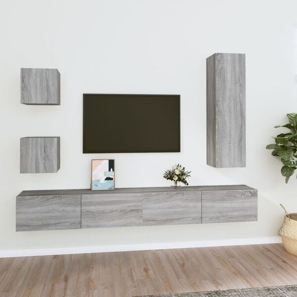 vidaXL Ensemble de meubles TV 5 pcs Sonoma gris Bois d'ing&eacute;nierie