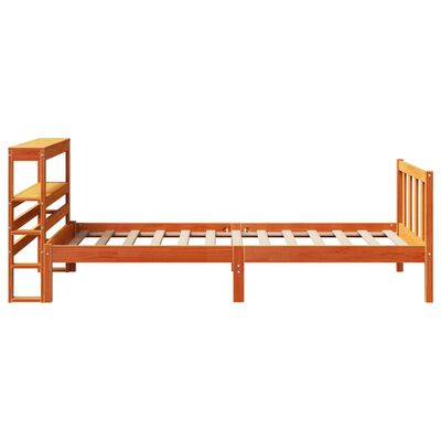 vidaXL Cadre de lit et tête de lit sans matelas cire marron 100x200 cm