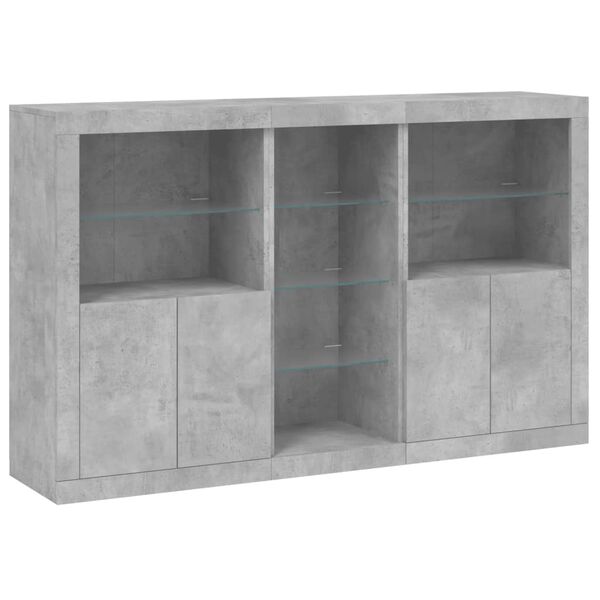 vidaXL Buffet avec lumi&egrave;res LED gris b&eacute;ton 162x37x100 cm