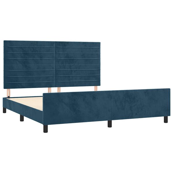 vidaXL Cadre de lit sans matelas bleu fonc&eacute; 160x200 cm velours