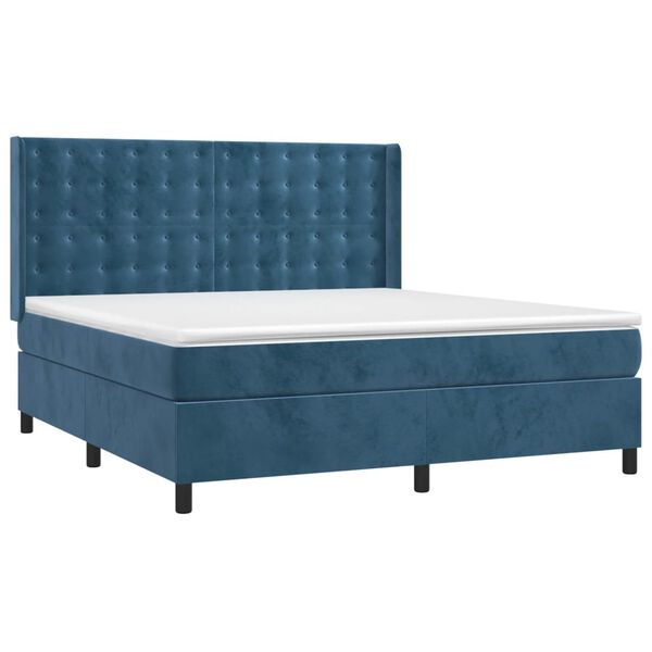 vidaXL Sommier &agrave; lattes de lit matelas et LED Bleu fonc&eacute; 180x200 cm