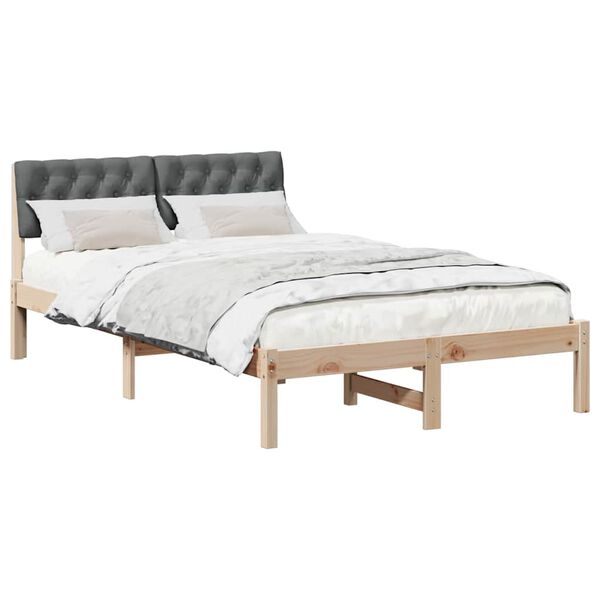 vidaXL Cadre de lit avec t&ecirc;te de lit marron et gris fonc&eacute; 120 x 190 cm