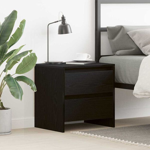 vidaXL Cabinet de chevet avec tiroir Ch&ecirc;ne noir 45 x 34 x 44,5 cm