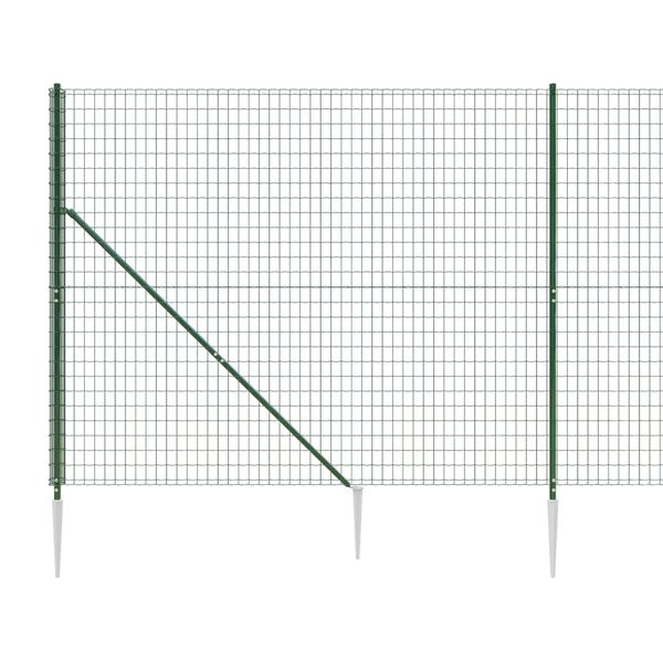 vidaXL Cl&ocirc;ture en treillis m&eacute;tallique et piquet d'ancrage vert 2,2x10m