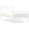 vidaXL Cadre de lit m&eacute;tal sans matelas avec pied de lit blanc 90x190cm