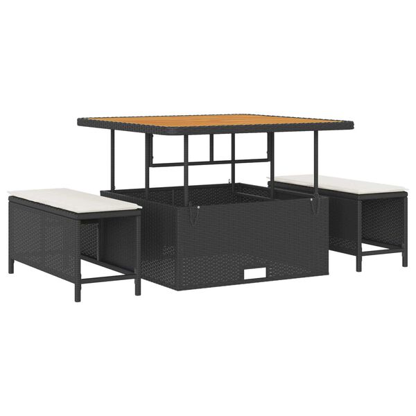 vidaXL Ensemble de canapé de jardin avec coussin 11 pcs Noir polyrotin