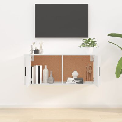 vidaXL Meuble TV mural Blanc brillant 100x34,5x40 cm