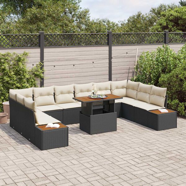 vidaXL Ensemble de salle &agrave; manger pour jardin 11 pcs Noir et Beige