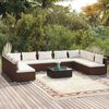 vidaXL Salon de jardin 10 pcs avec coussins R&eacute;sine tress&eacute;e Marron